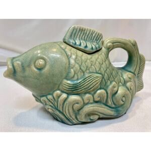 Andrea by Sadek Fish Teapot Vessel Celadon Mint Green